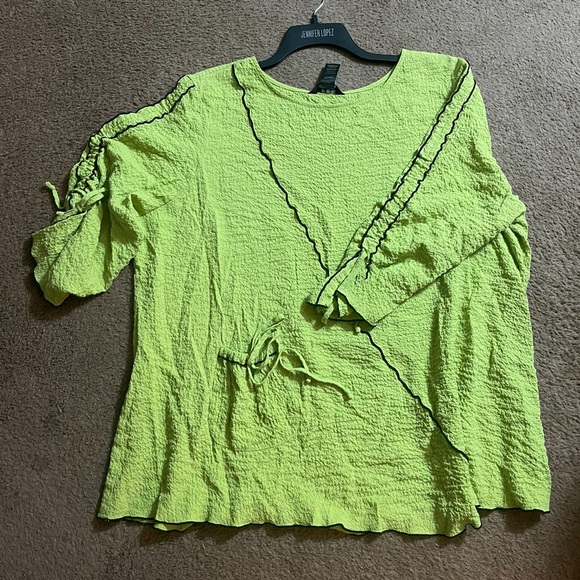 Ali Miles Green Textured Blouse - Size 3X - Picture 1 of 6